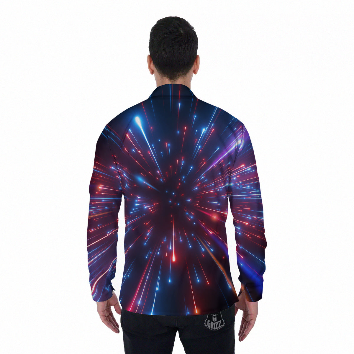 Hyperspace Cosmic Print Men's Long Sleeve Shirts-grizzshop