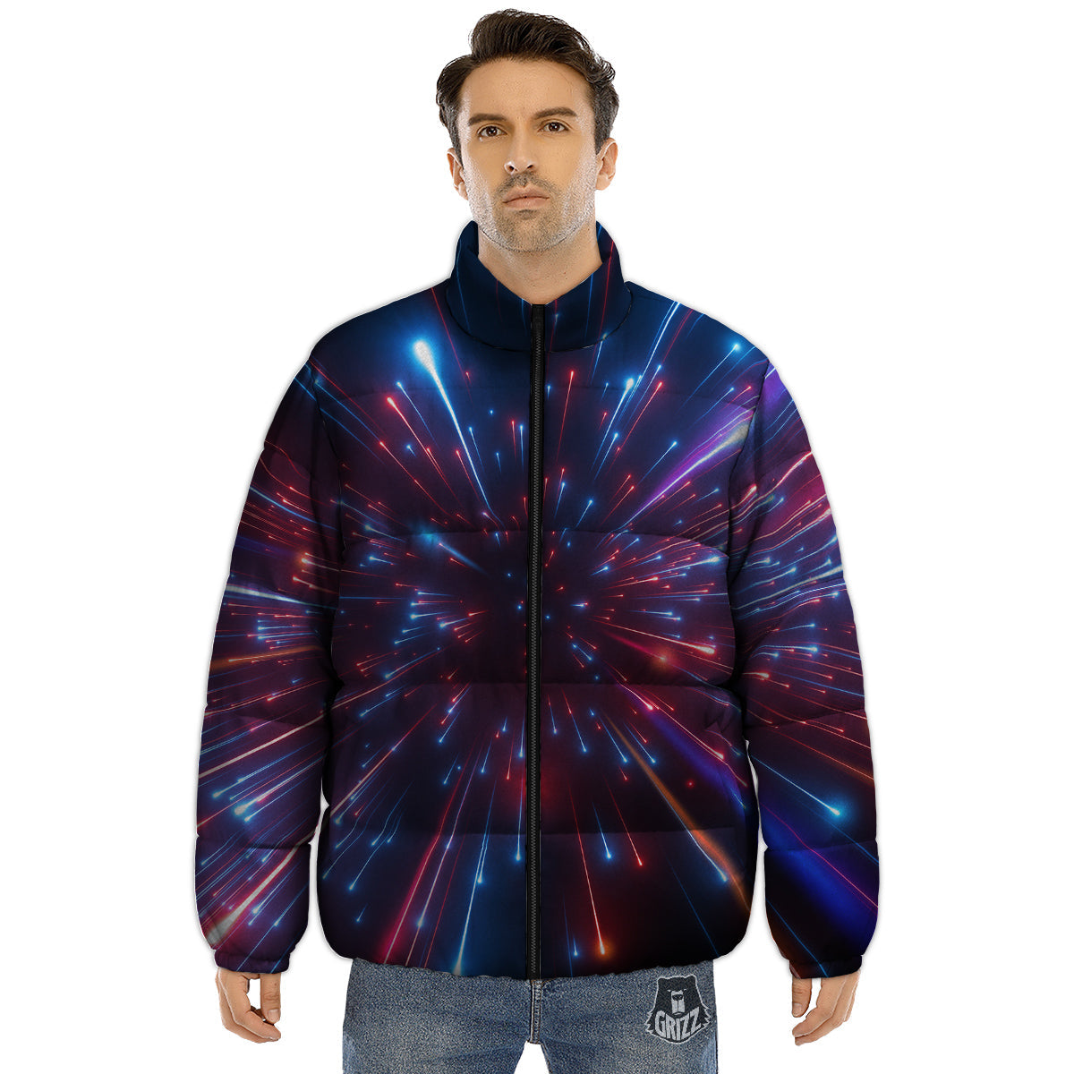 Hyperspace Cosmic Print Puffer Jacket-grizzshop