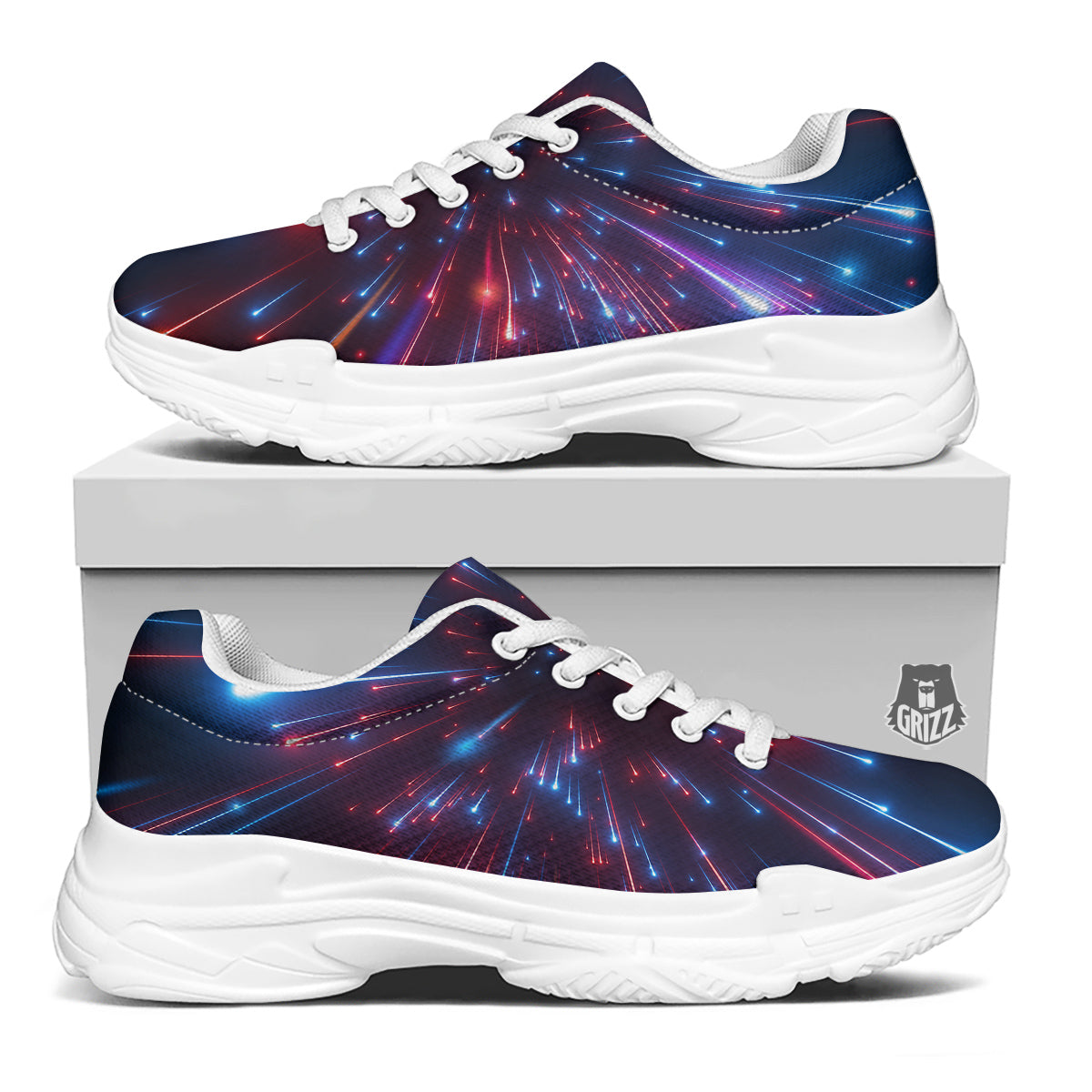 Hyperspace Cosmic Print White Chunky Shoes-grizzshop
