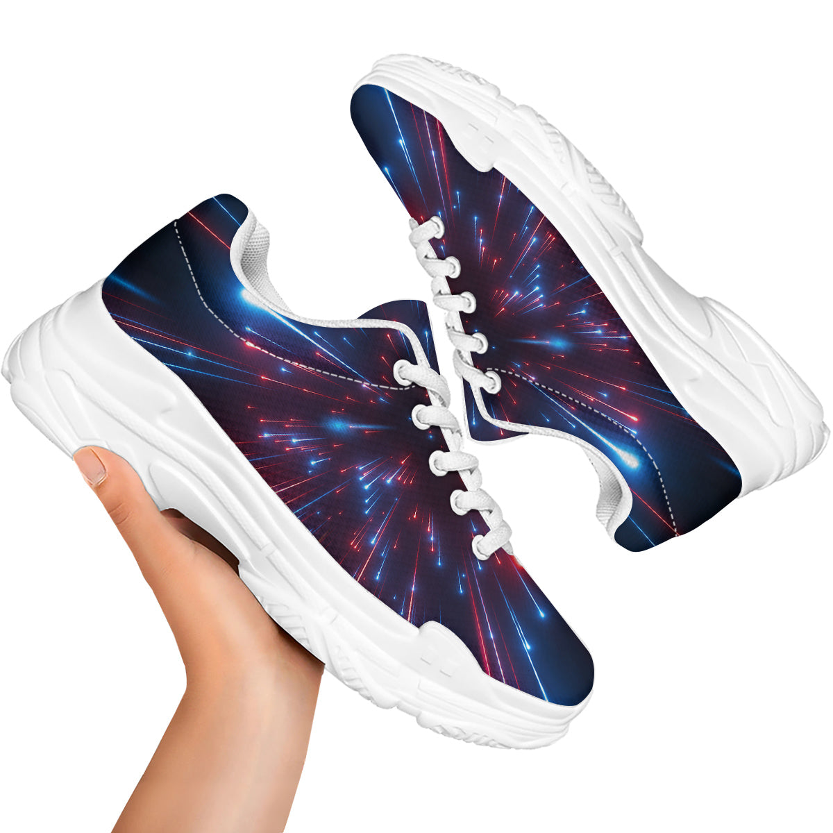 Hyperspace Cosmic Print White Chunky Shoes-grizzshop