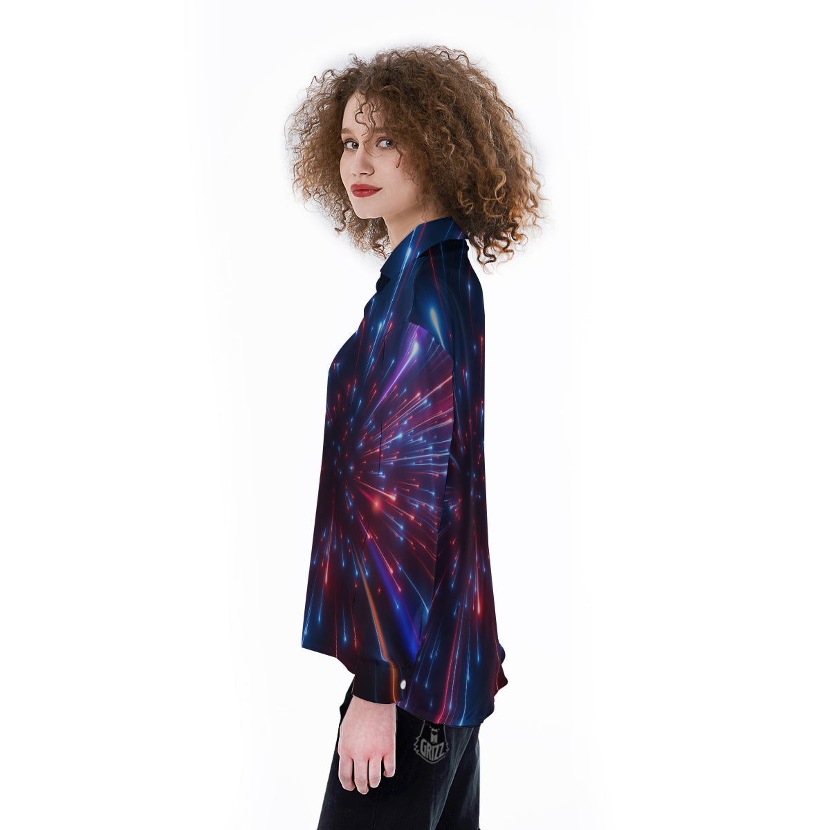 Hyperspace Cosmic Print Women's Long Sleeve Shirts-grizzshop