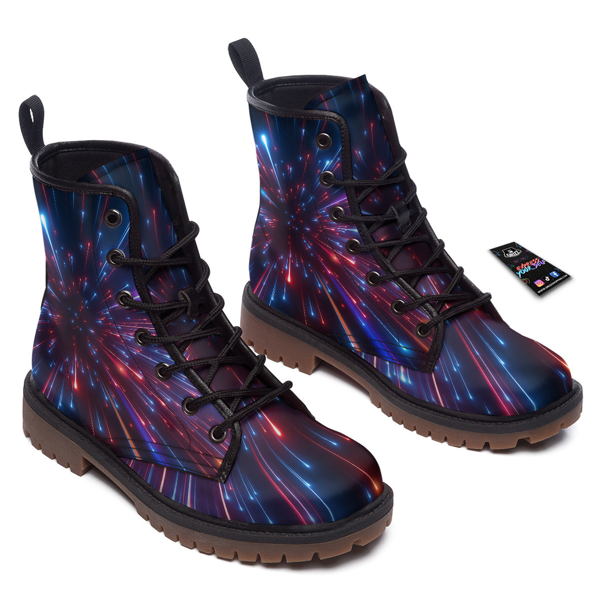 Hyperspace Cosmic Print Work Boots-grizzshop