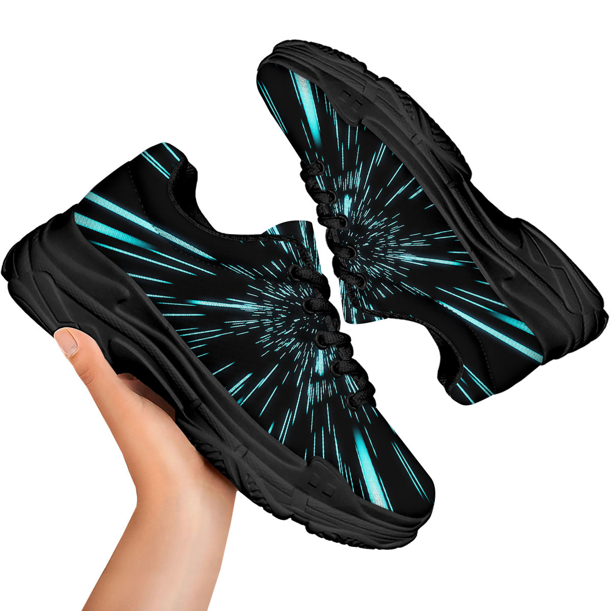 Hyperspace Galaxy Print Black Chunky Shoes-grizzshop