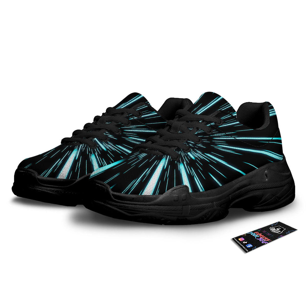 Hyperspace Galaxy Print Black Chunky Shoes-grizzshop