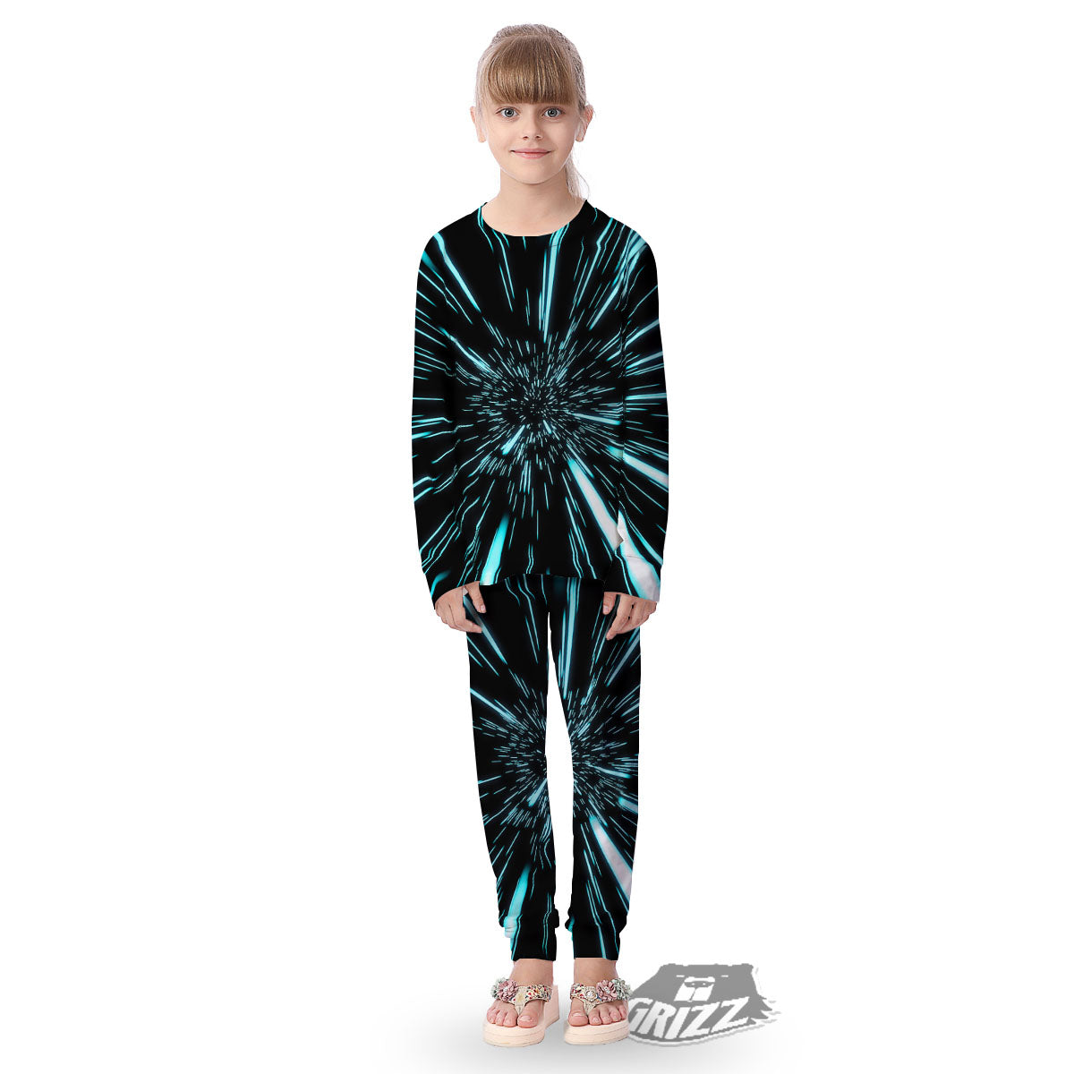 Hyperspace Galaxy Print Kid's Pajamas-grizzshop