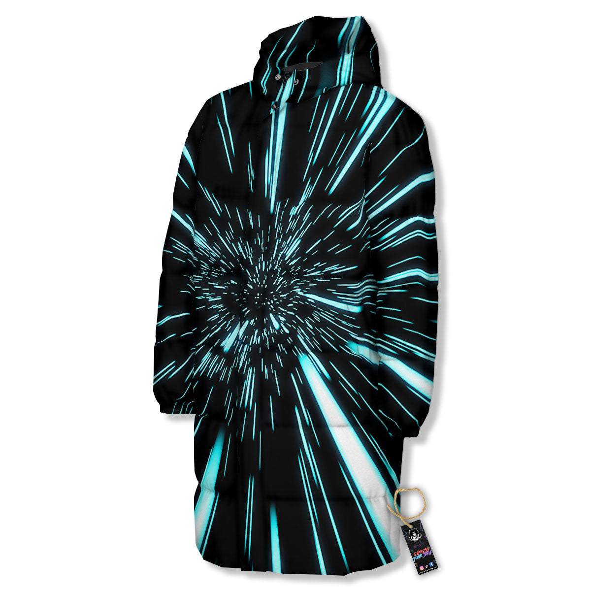 Hyperspace Galaxy Print Long Down Jacket-grizzshop