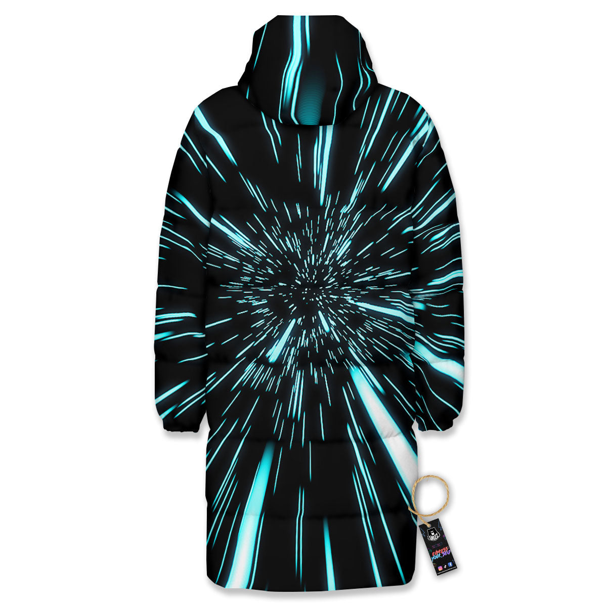 Hyperspace Galaxy Print Long Down Jacket-grizzshop