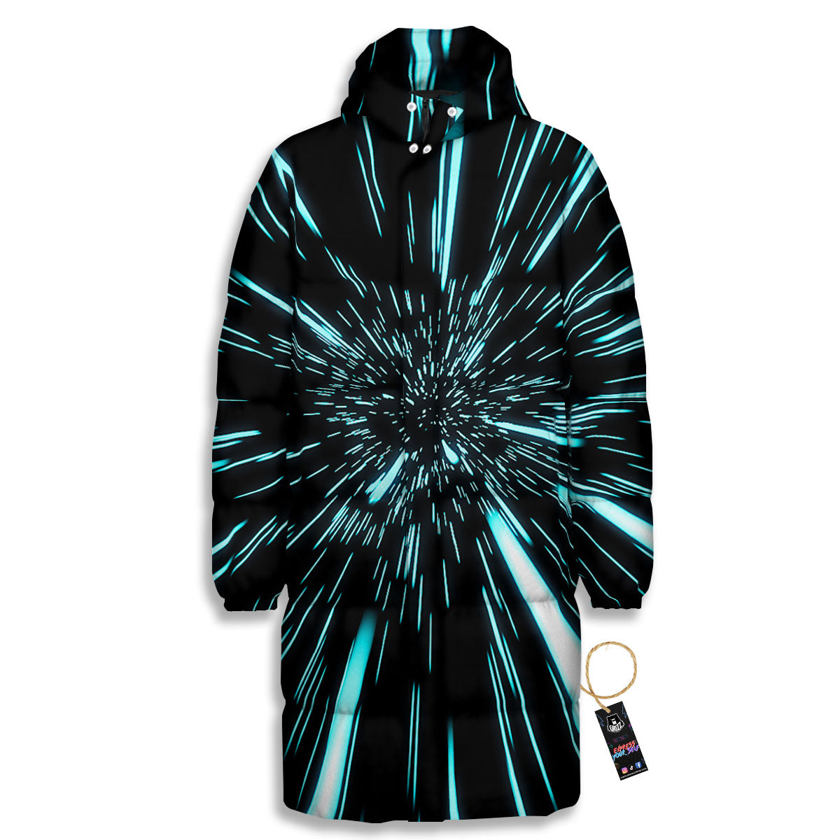 Hyperspace Galaxy Print Long Down Jacket-grizzshop