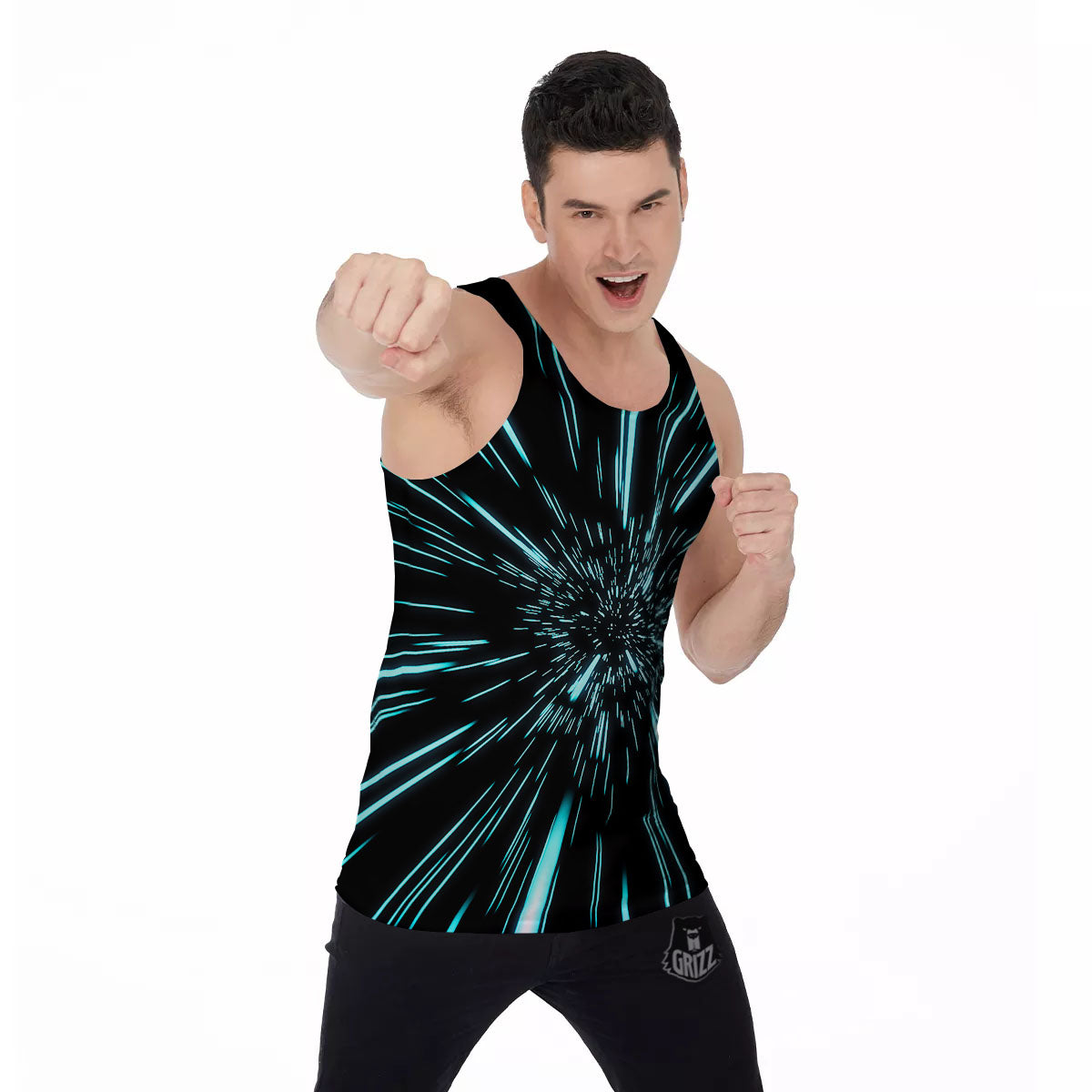 Hyperspace Galaxy Print Men's Tank Top-grizzshop