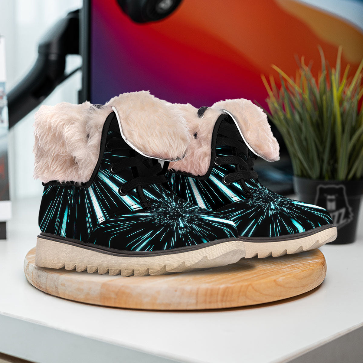 Hyperspace Galaxy Print Snow Boots-grizzshop