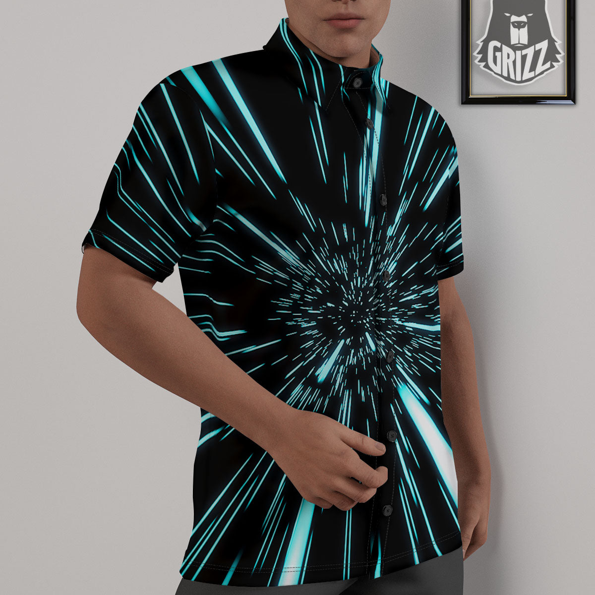 Hyperspace Galaxy Print Untucked Shirts-grizzshop