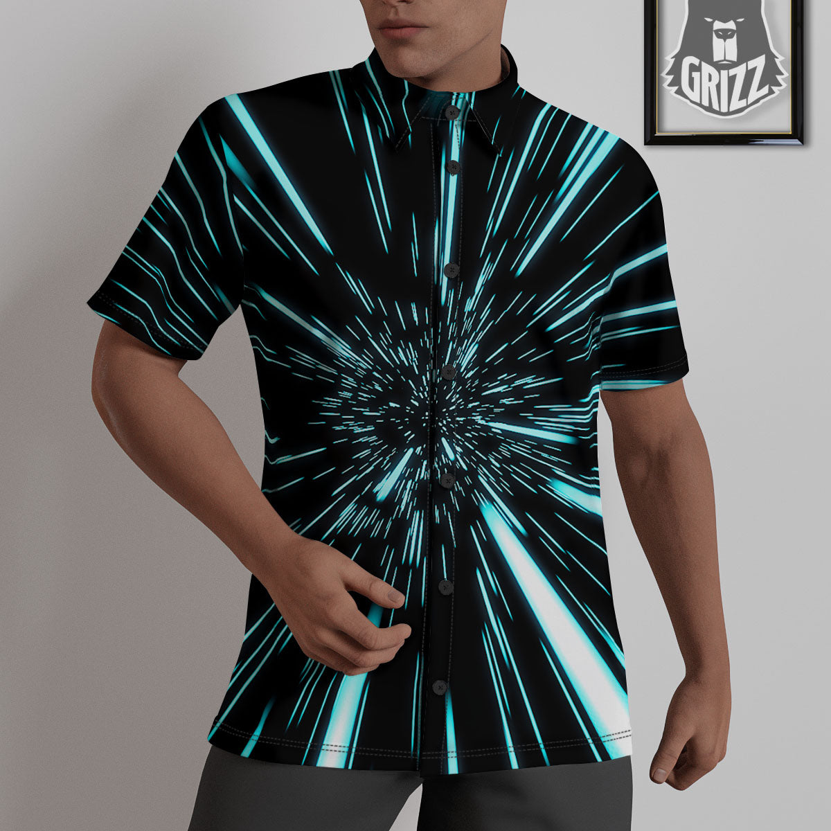 Hyperspace Galaxy Print Untucked Shirts-grizzshop