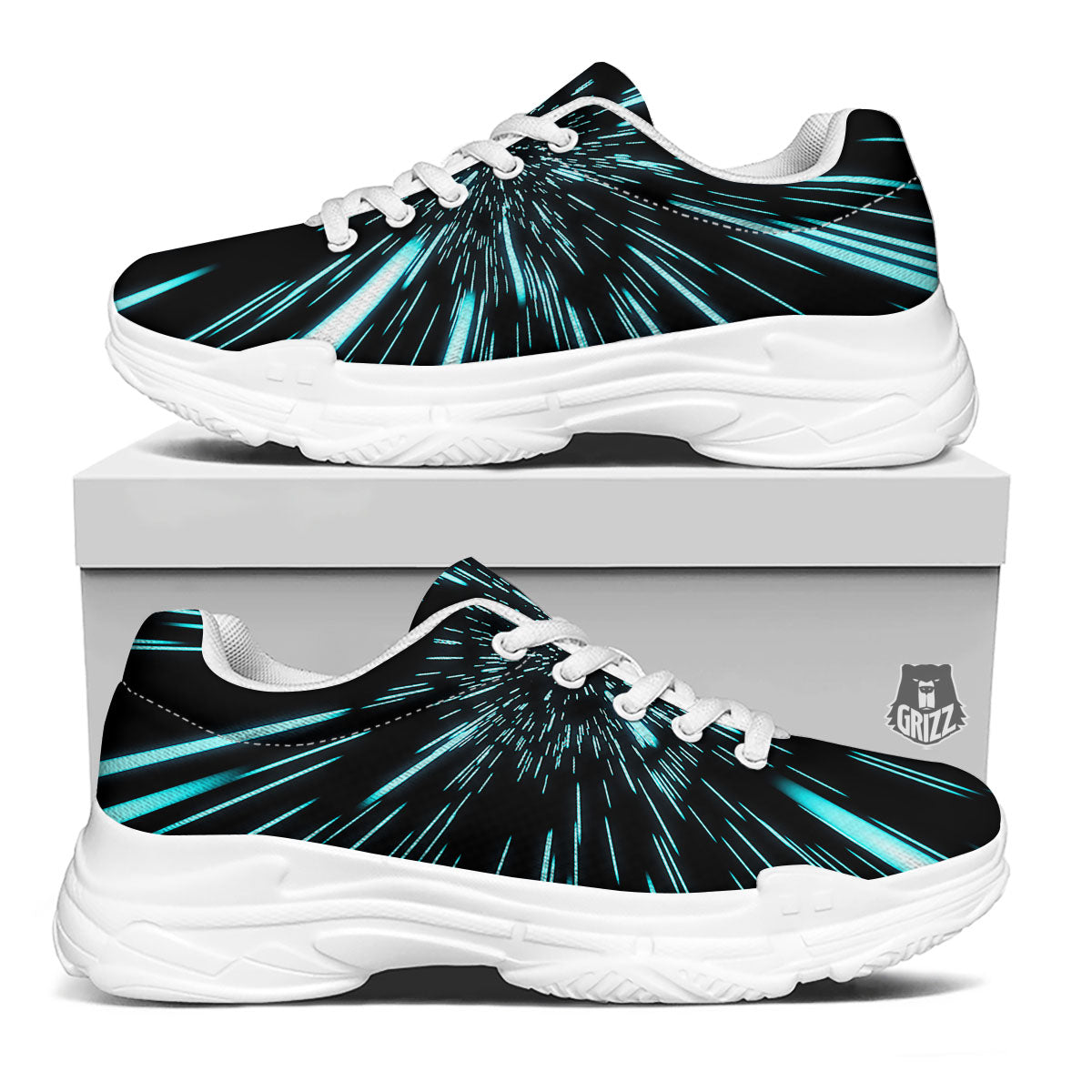 Hyperspace Galaxy Print White Chunky Shoes-grizzshop