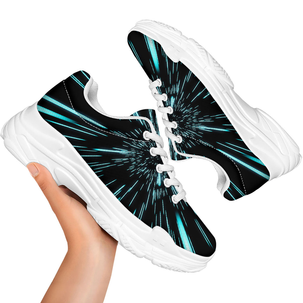 Hyperspace Galaxy Print White Chunky Shoes-grizzshop