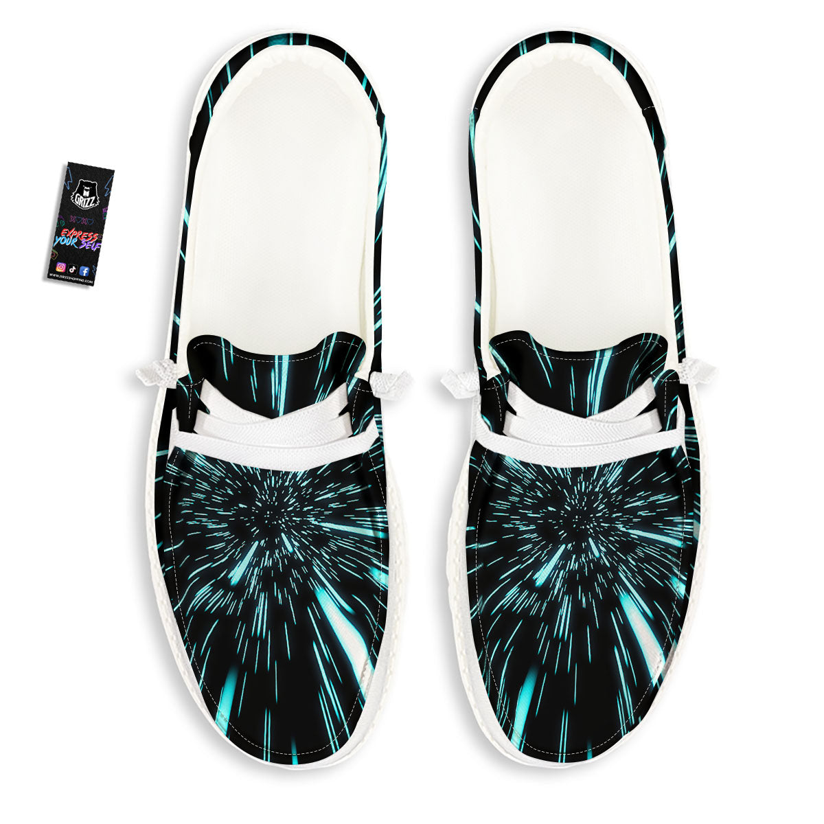 Hyperspace Galaxy Print White Loafers-grizzshop