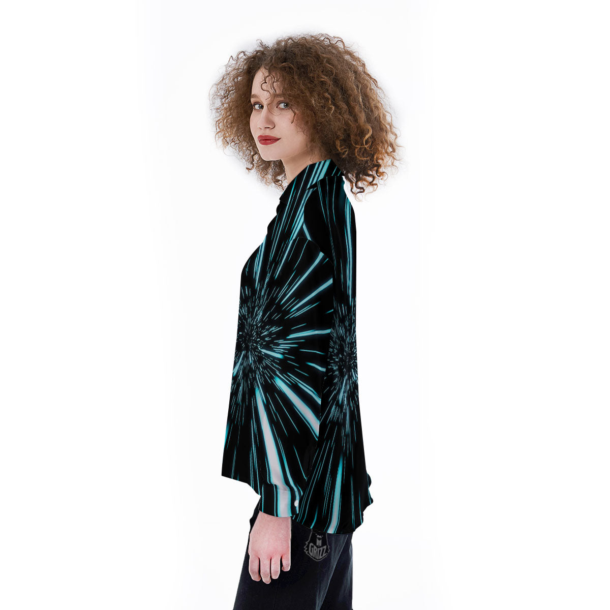Hyperspace Galaxy Print Women's Long Sleeve Shirts-grizzshop