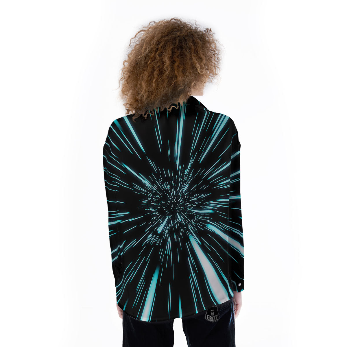 Hyperspace Galaxy Print Women's Long Sleeve Shirts-grizzshop