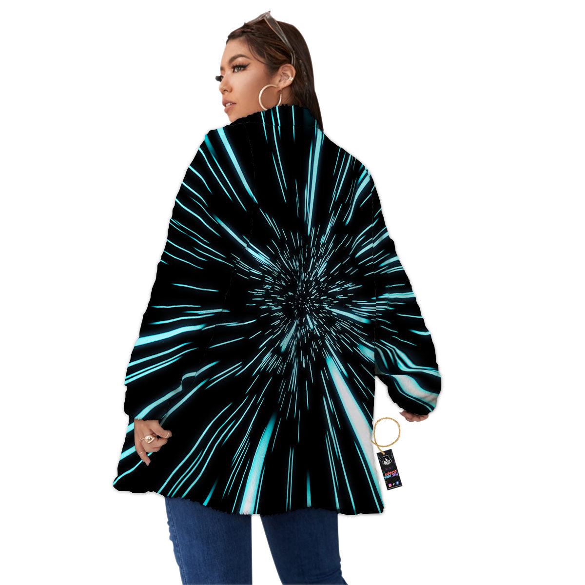 Hyperspace Galaxy Print Women's Sherpa Jacket-grizzshop