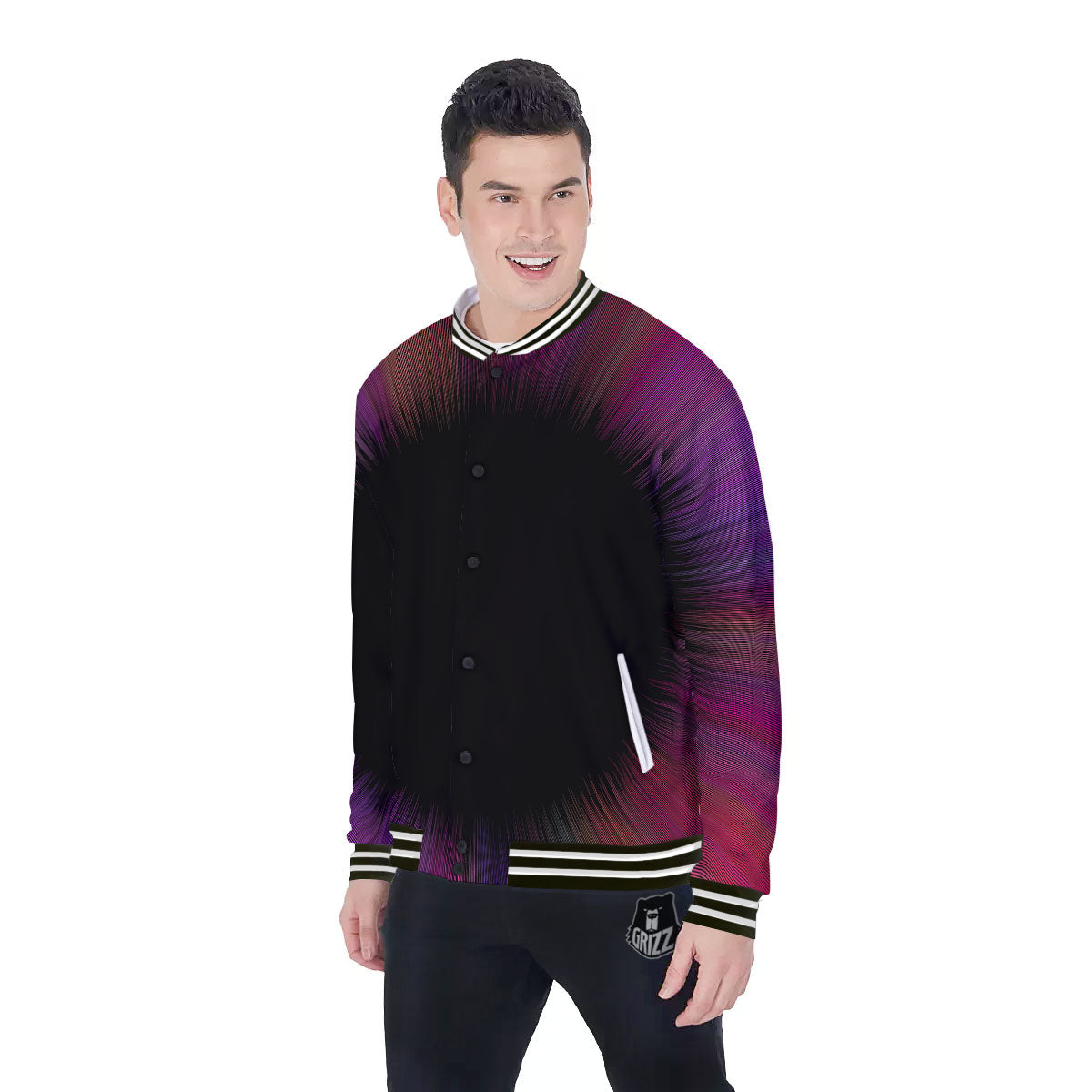 Hyperspace Purple Print Baseball Jacket-grizzshop