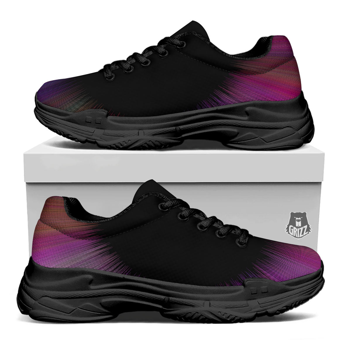 Hyperspace Purple Print Black Chunky Shoes-grizzshop