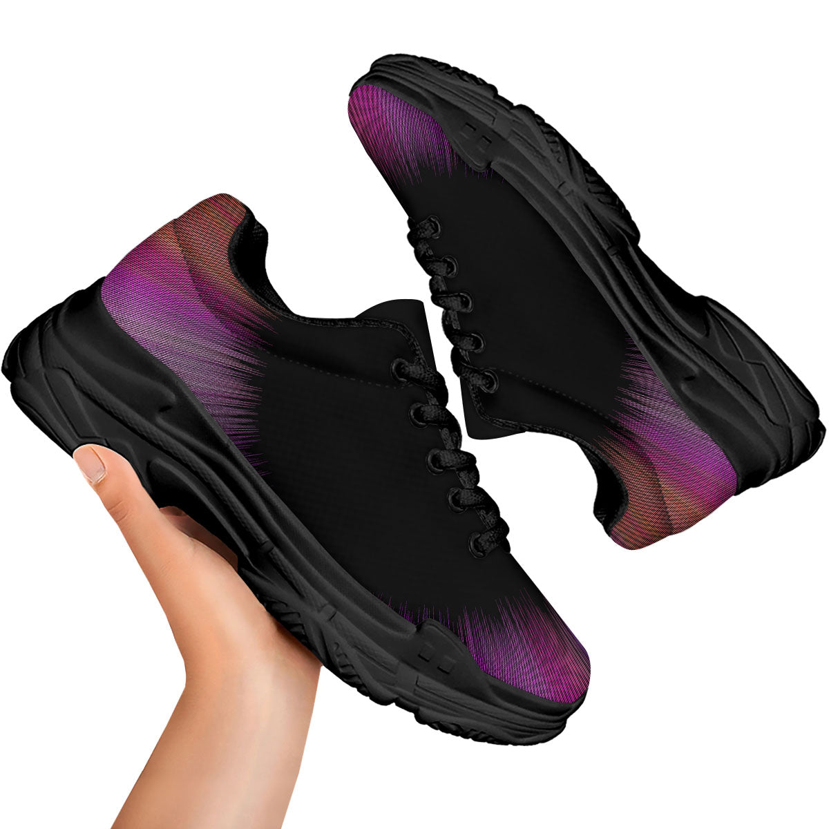 Hyperspace Purple Print Black Chunky Shoes-grizzshop