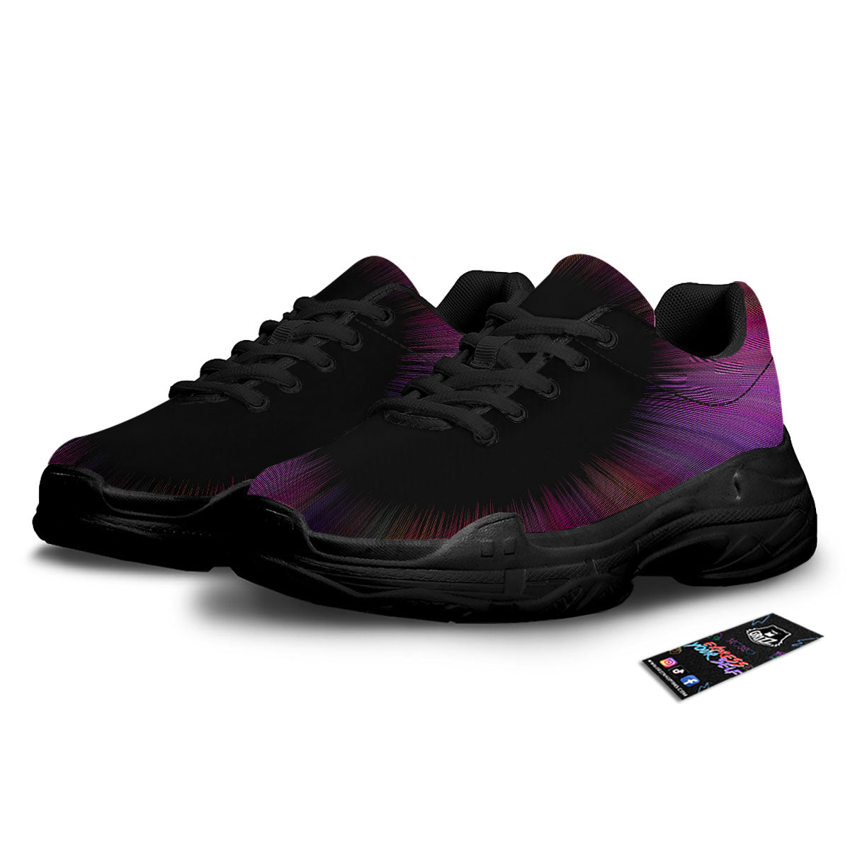 Hyperspace Purple Print Black Chunky Shoes-grizzshop