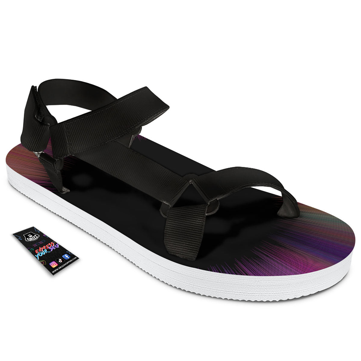 Hyperspace Purple Print Black Open Toe Sandals-grizzshop