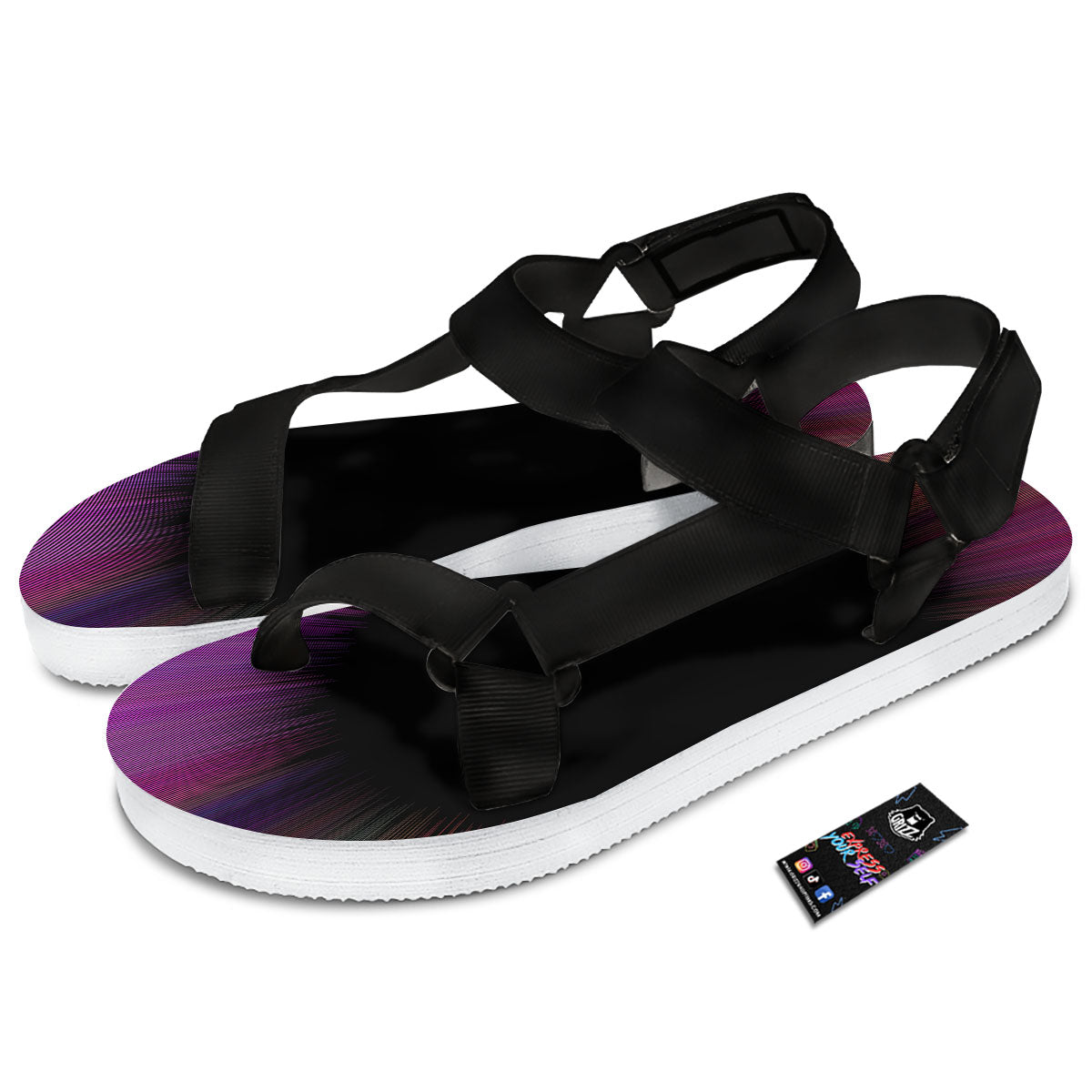 Hyperspace Purple Print Black Open Toe Sandals-grizzshop