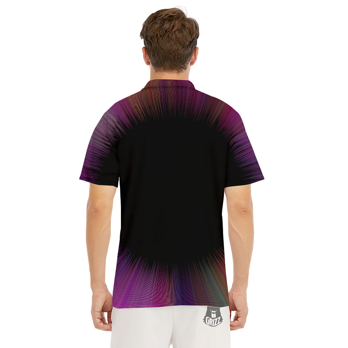 Hyperspace Purple Print Men's Golf Shirts-grizzshop