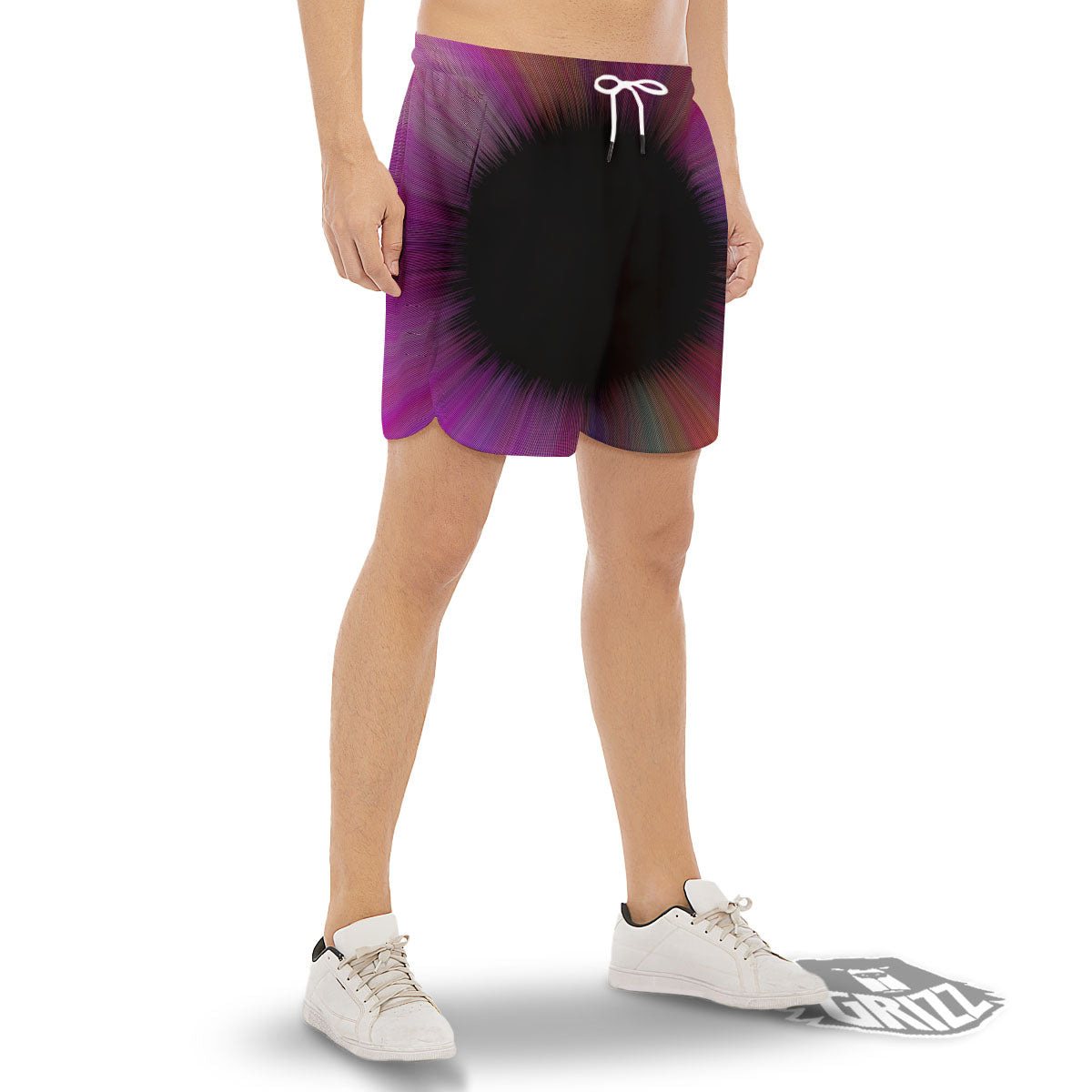 Hyperspace Purple Print Men's Gym Shorts-grizzshop