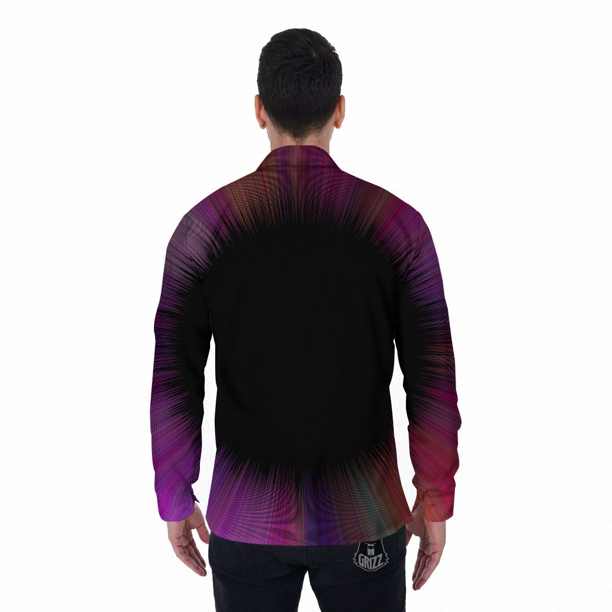 Hyperspace Purple Print Men's Long Sleeve Shirts-grizzshop