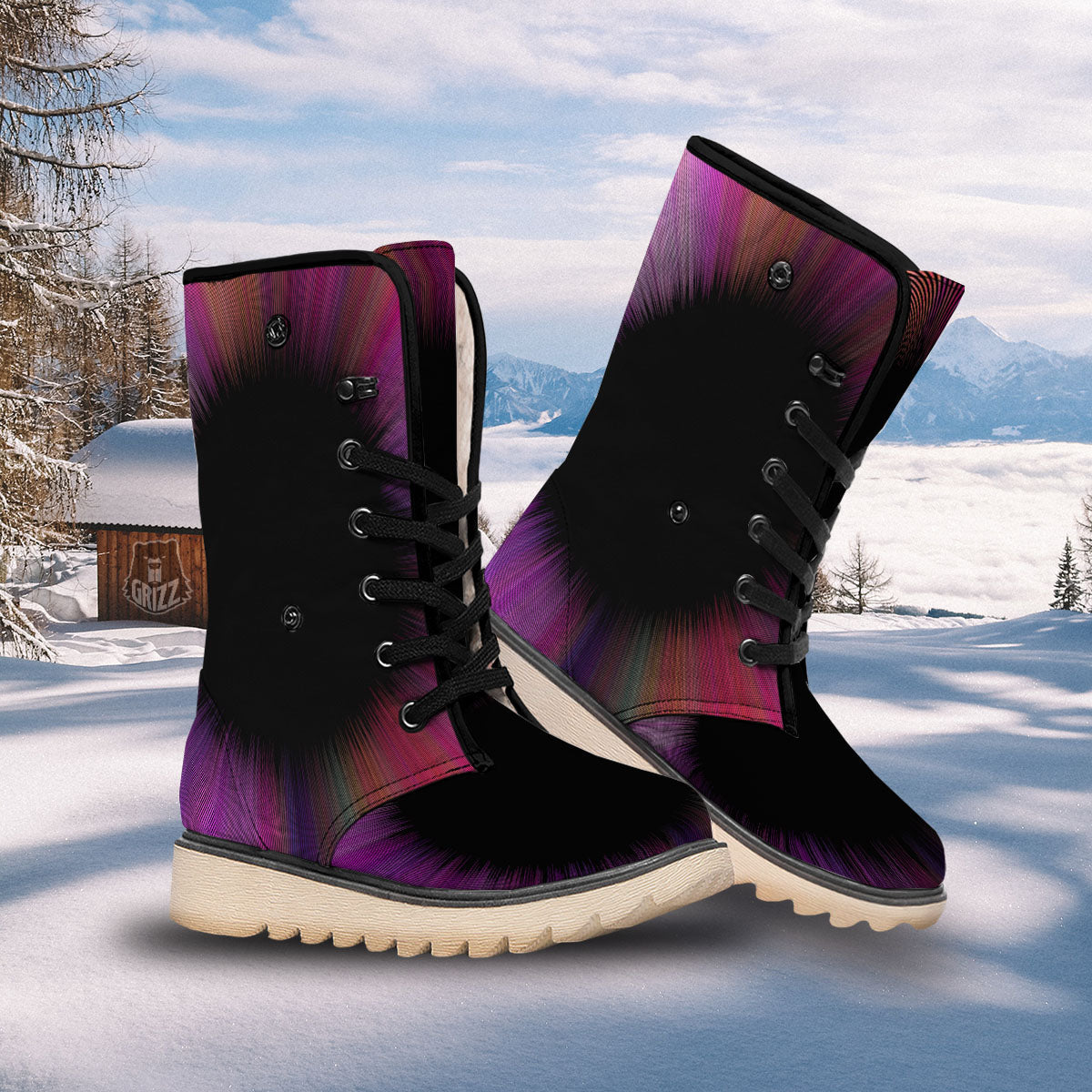 Hyperspace Purple Print Snow Boots-grizzshop
