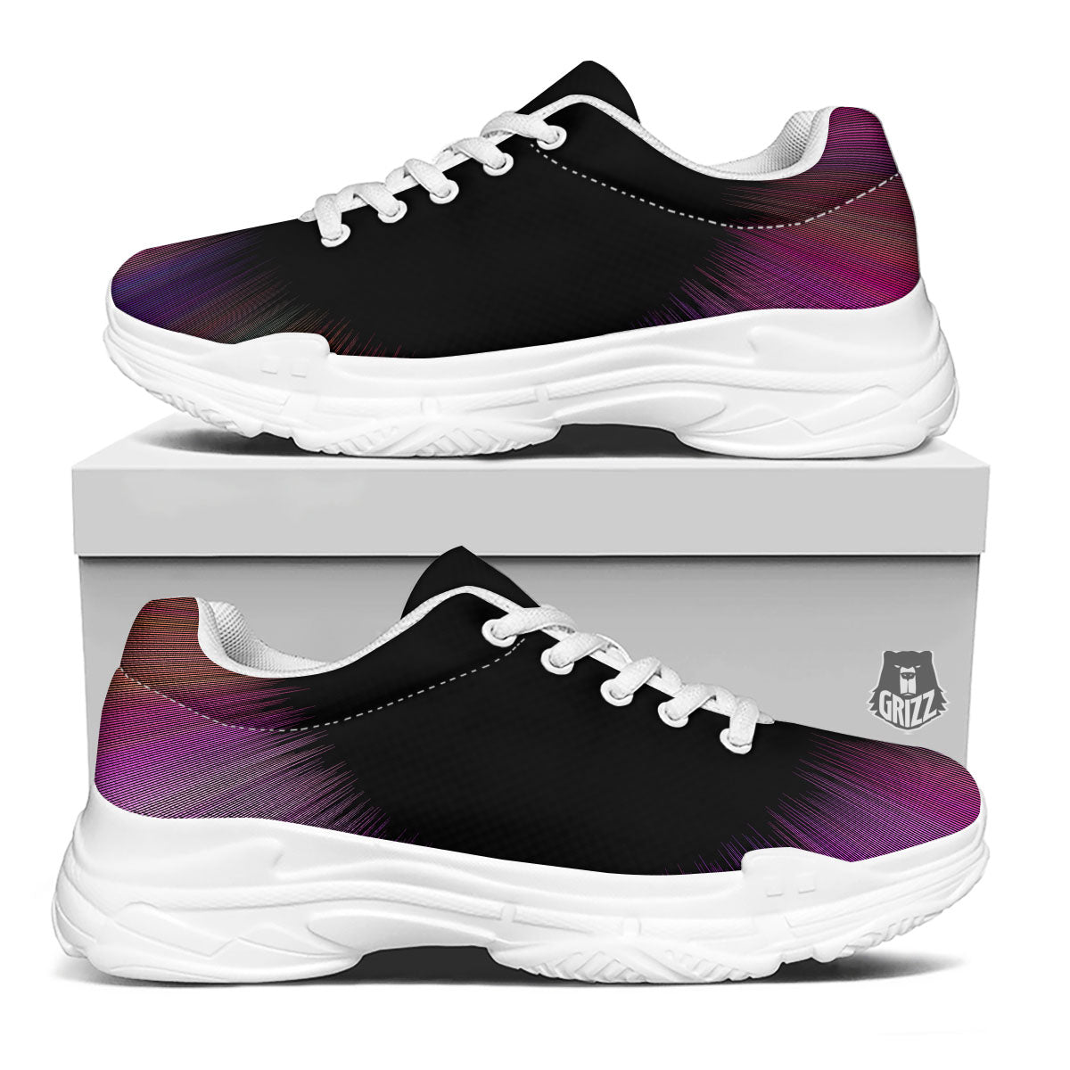 Hyperspace Purple Print White Chunky Shoes-grizzshop