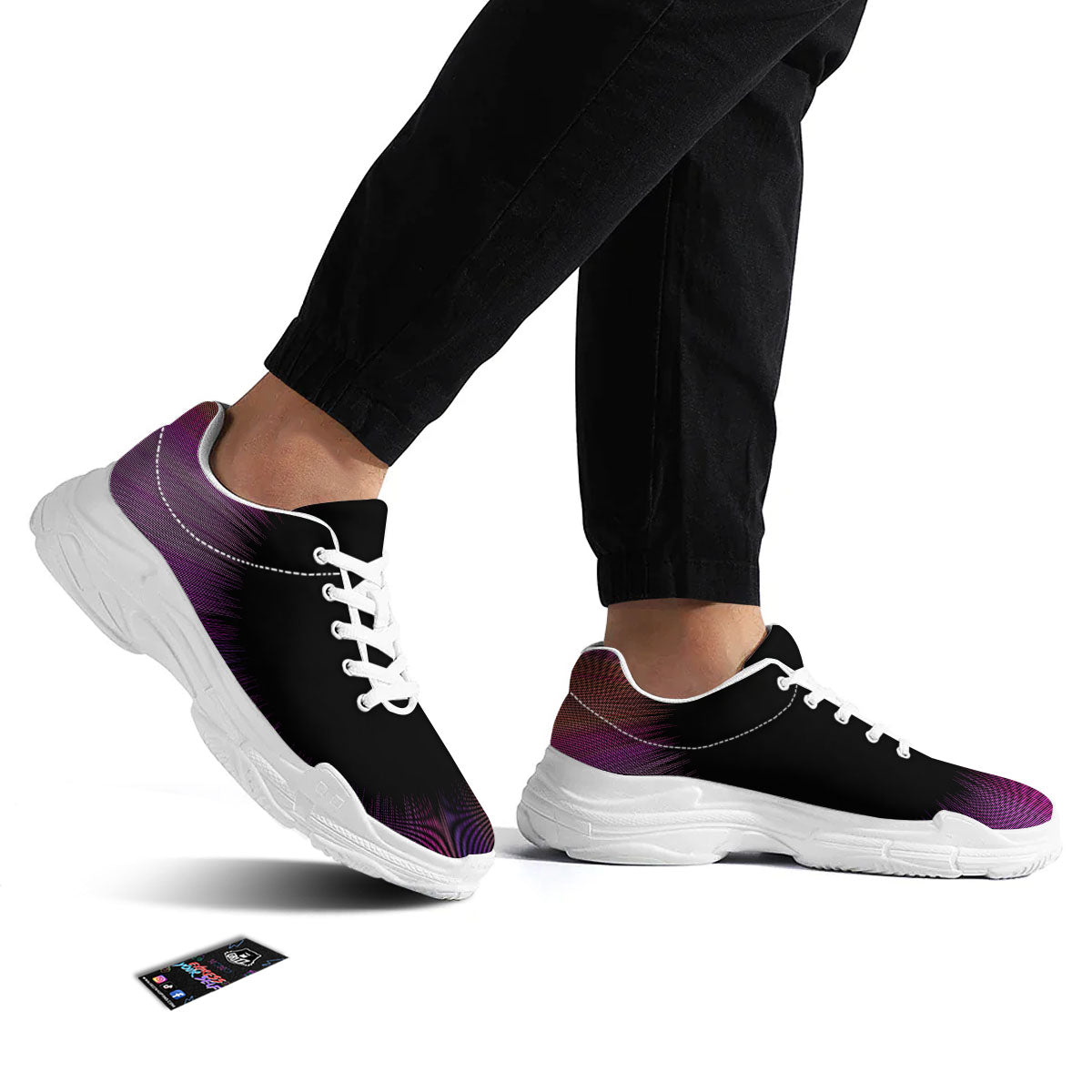 Hyperspace Purple Print White Chunky Shoes-grizzshop