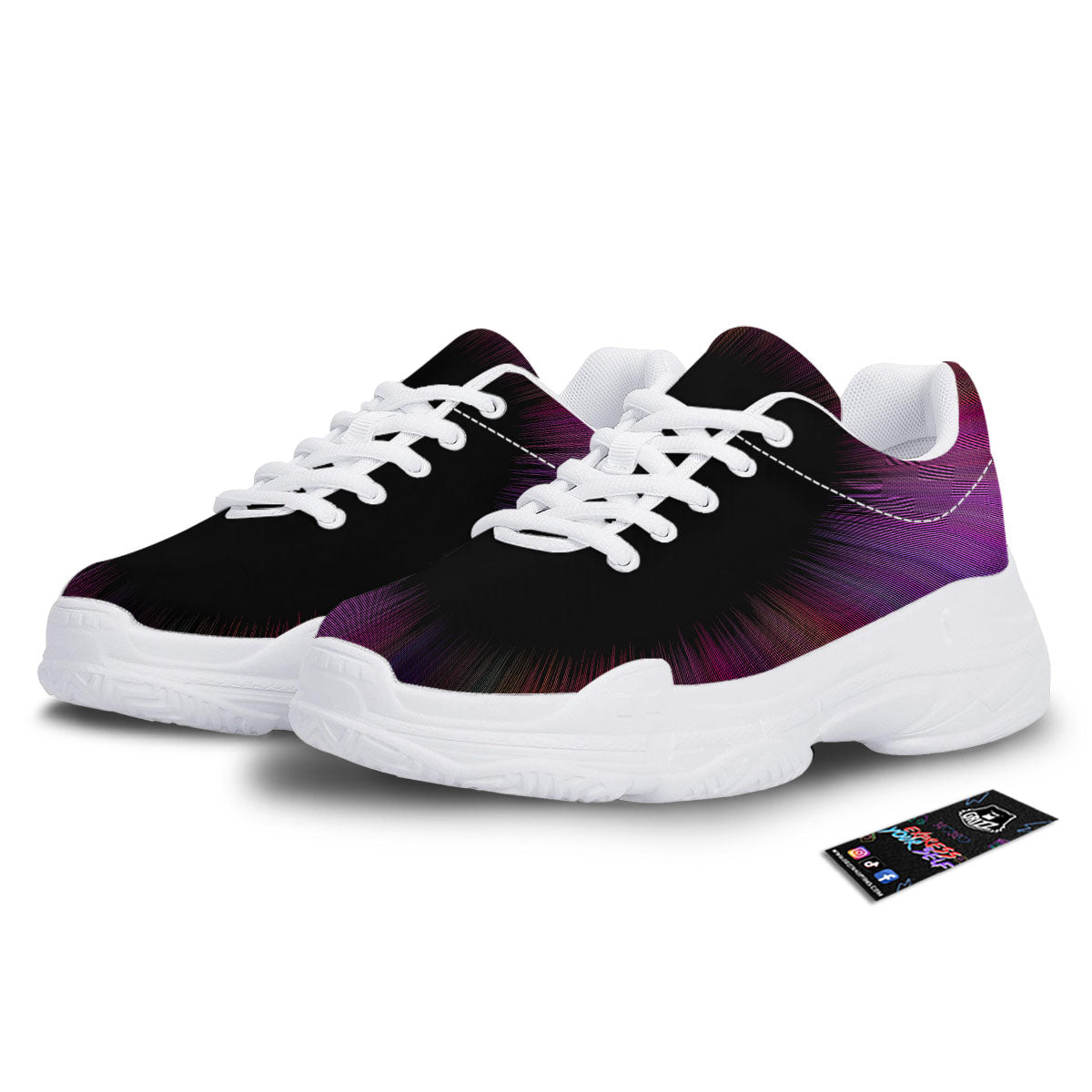 Hyperspace Purple Print White Chunky Shoes-grizzshop