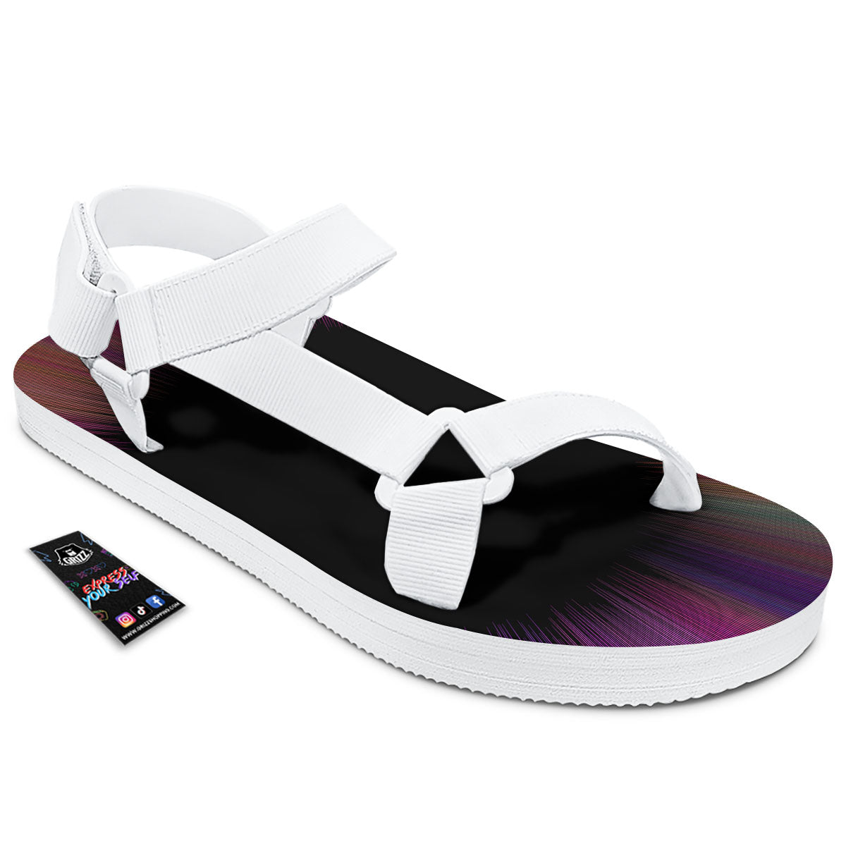 Hyperspace Purple Print White Open Toe Sandals-grizzshop