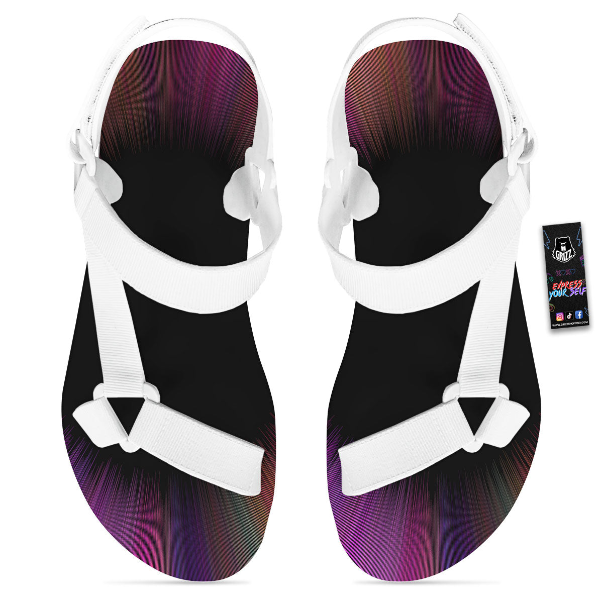Hyperspace Purple Print White Open Toe Sandals-grizzshop