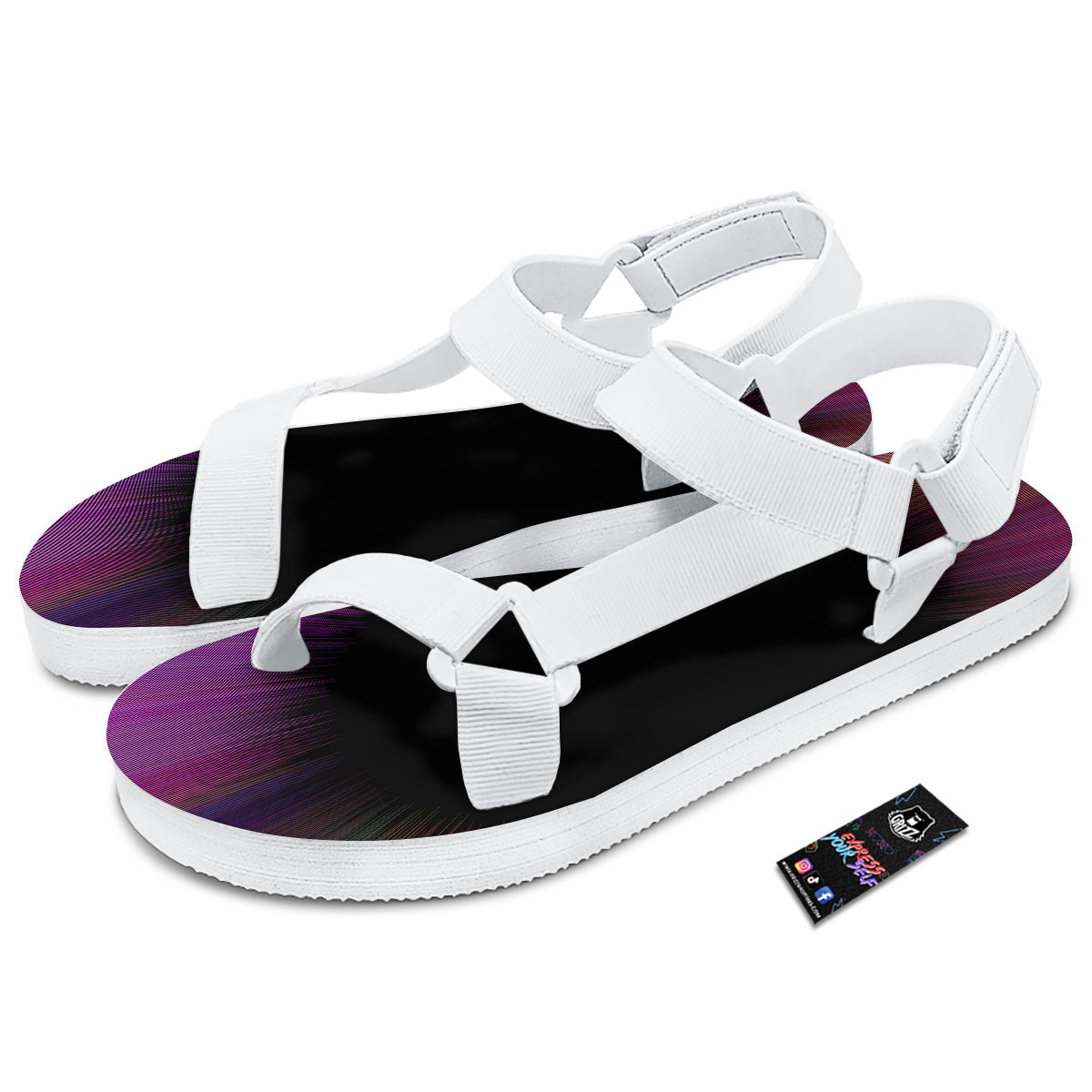 Hyperspace Purple Print White Open Toe Sandals-grizzshop
