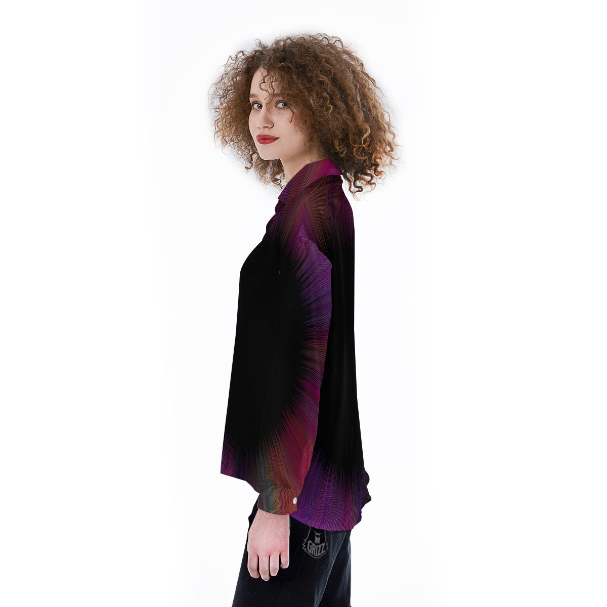 Hyperspace Purple Print Women's Long Sleeve Shirts-grizzshop