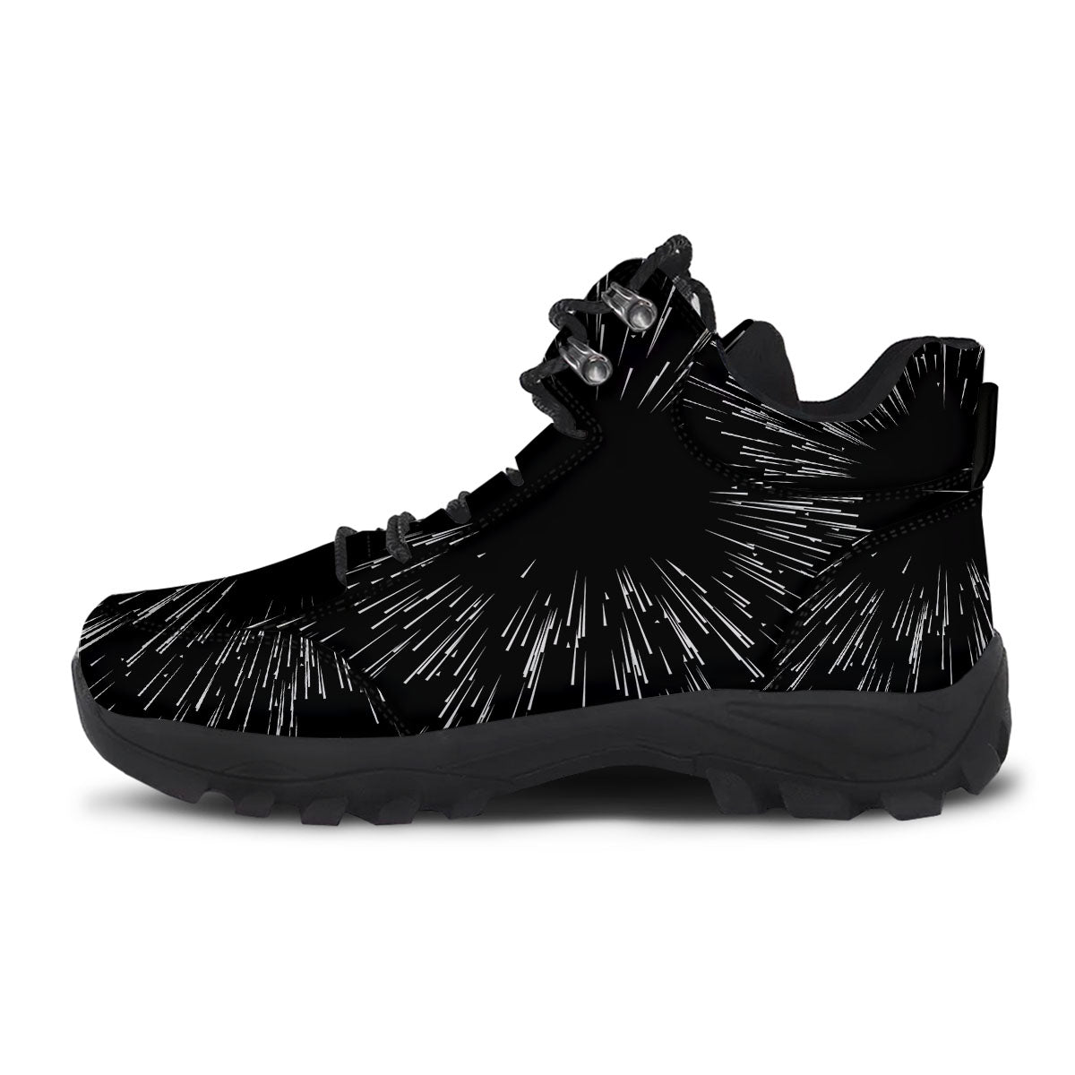 Hyperspace White And Black Print Hiking Shoes-grizzshop