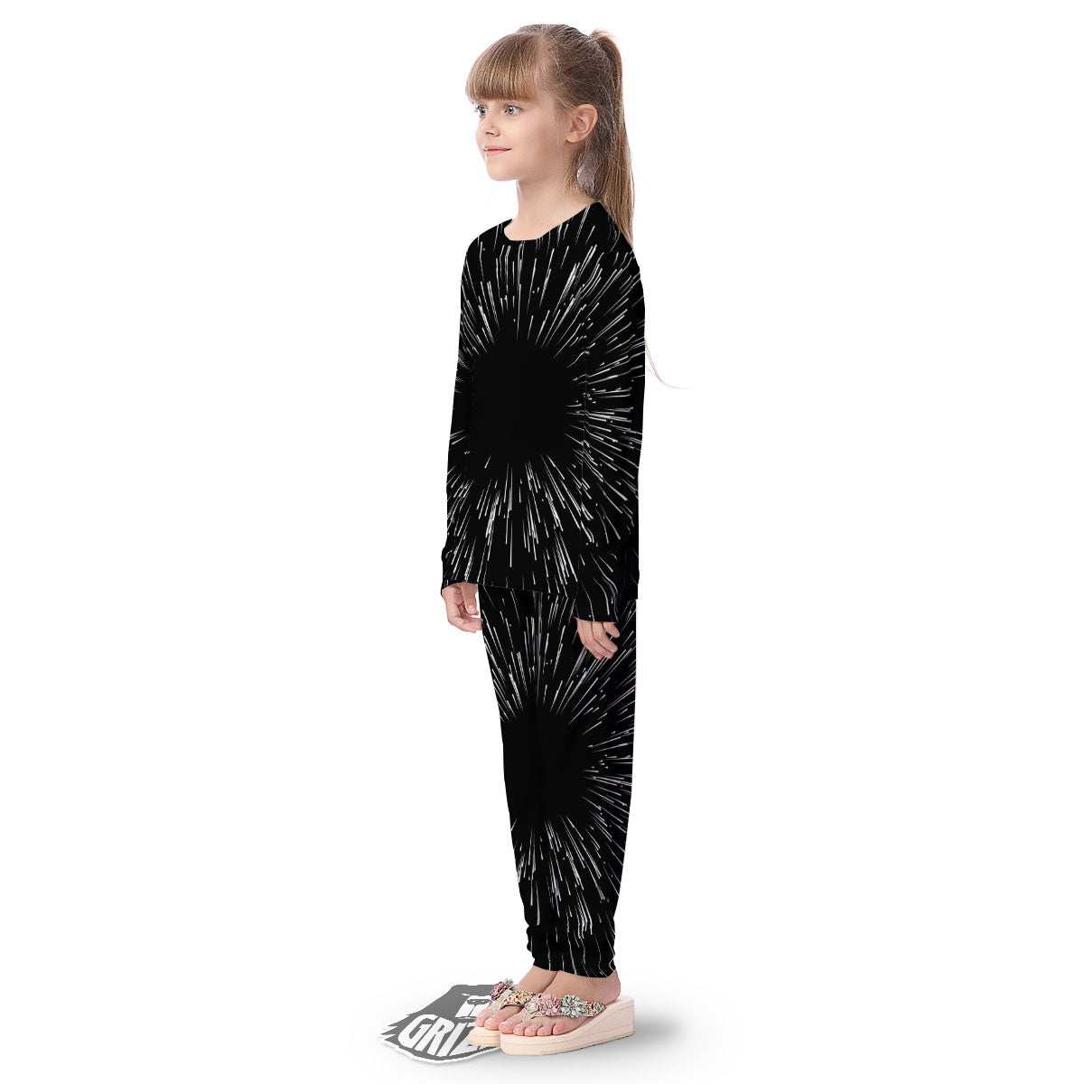 Hyperspace White And Black Print Kid's Pajamas-grizzshop