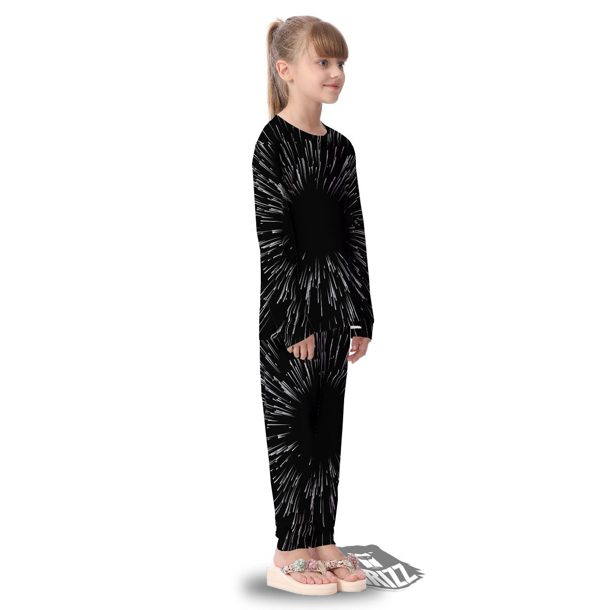 Hyperspace White And Black Print Kid's Pajamas-grizzshop