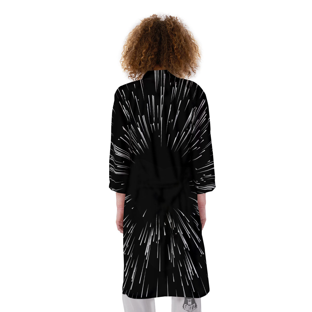 Hyperspace White And Black Print Kimono-grizzshop
