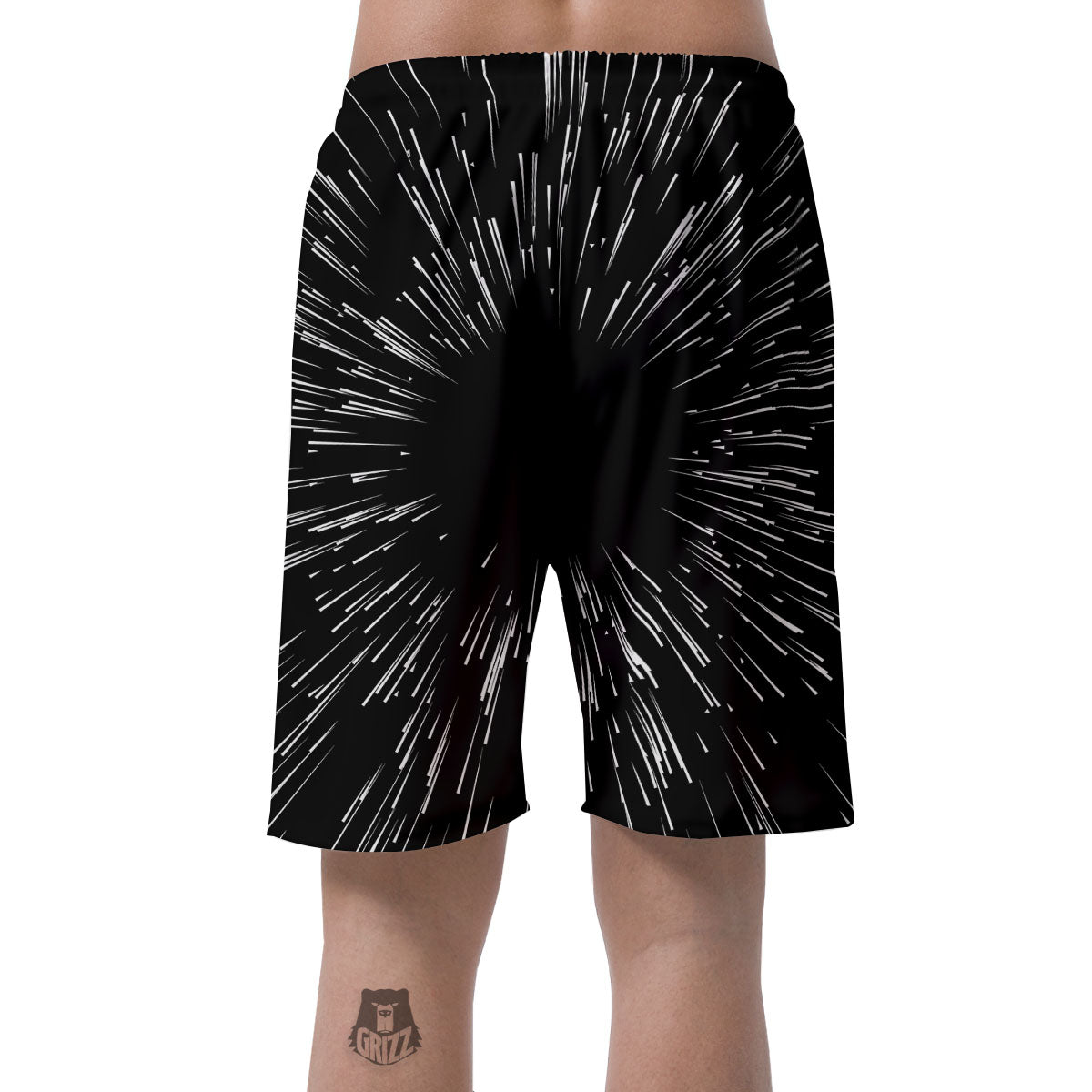 Hyperspace White And Black Print Men's Shorts-grizzshop