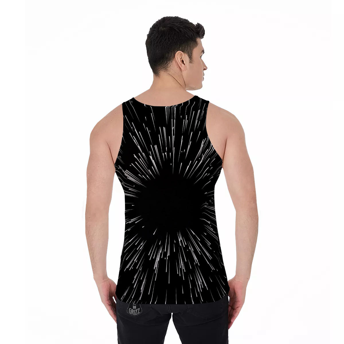 Hyperspace White And Black Print Men's Tank Top-grizzshop