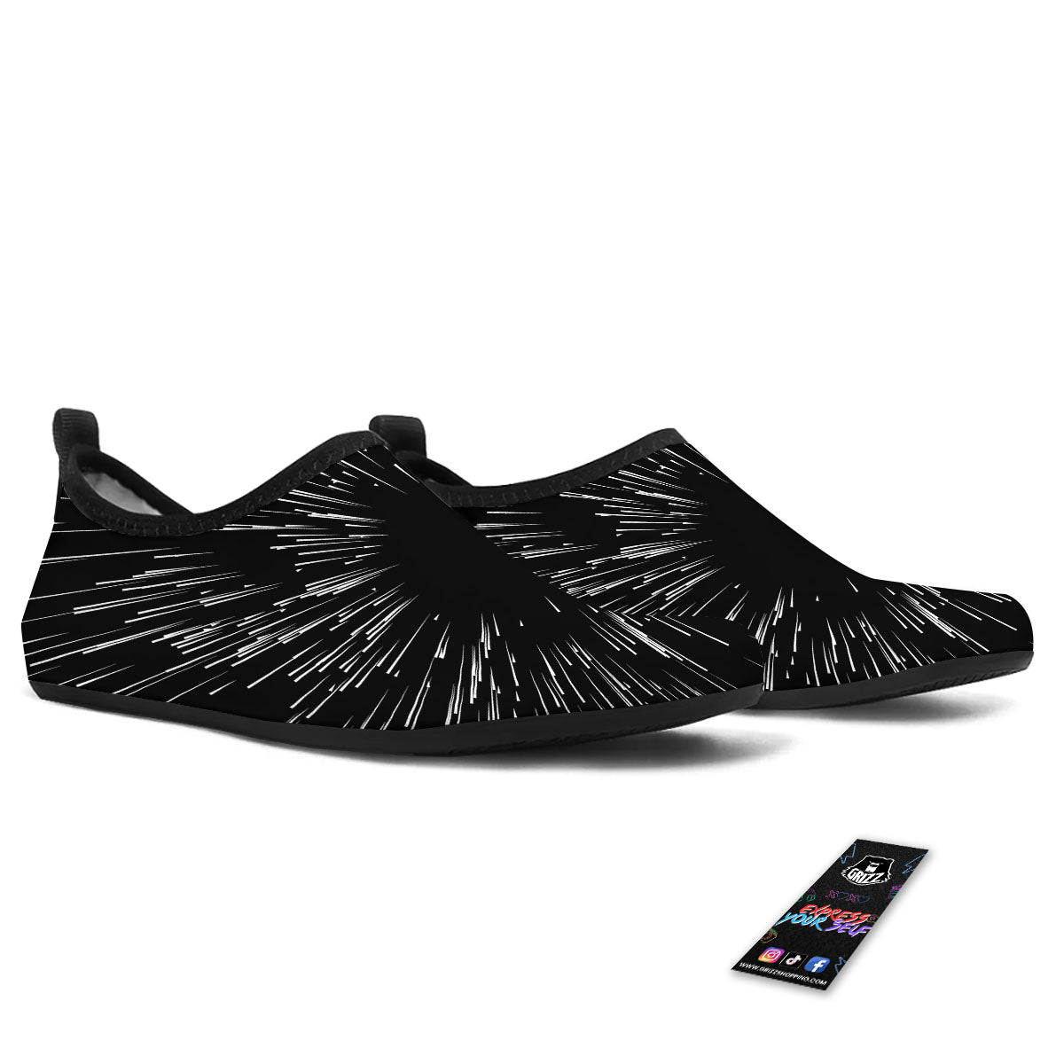 Hyperspace White And Black Print Water Shoes-grizzshop