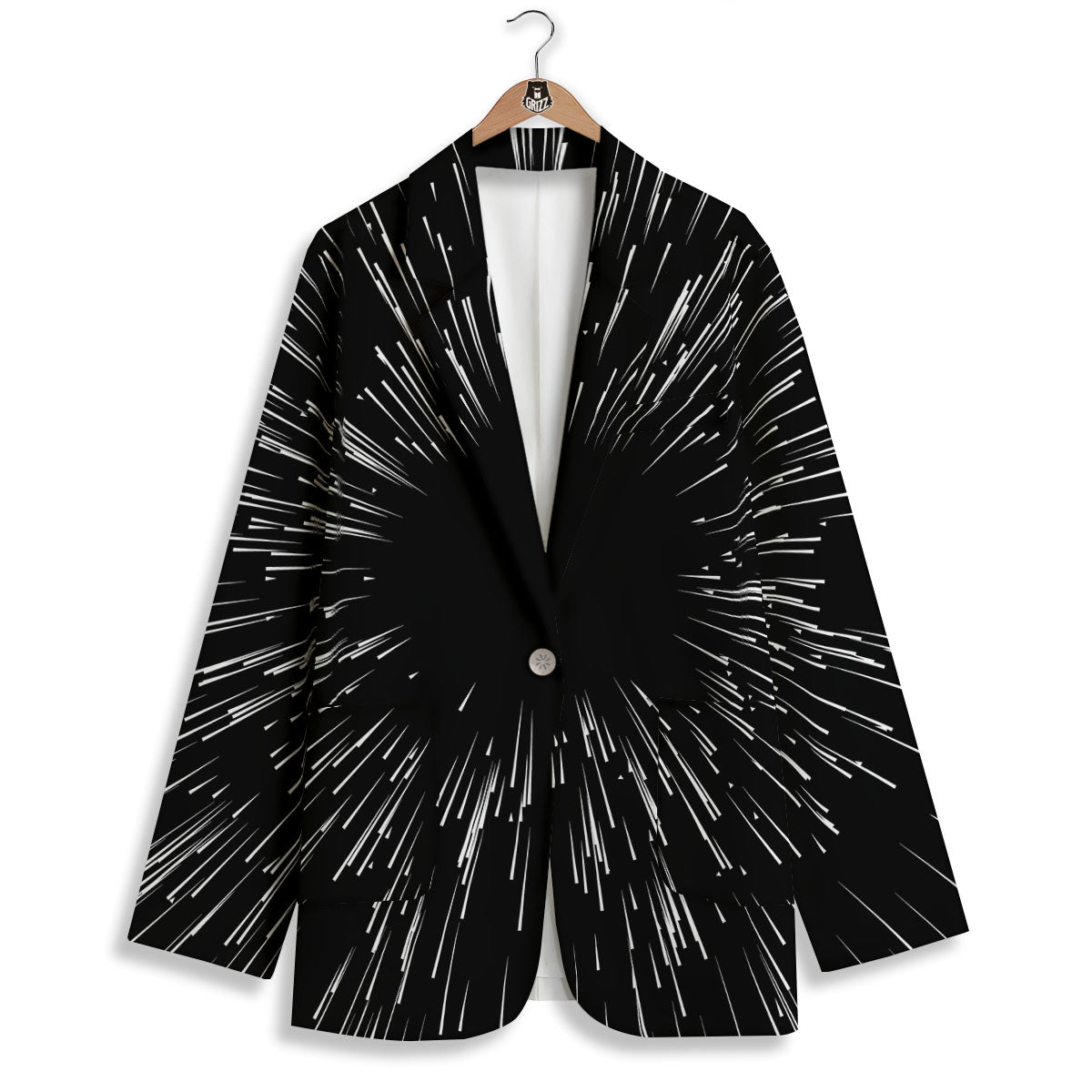Hyperspace White And Black Print Women's Blazer-grizzshop