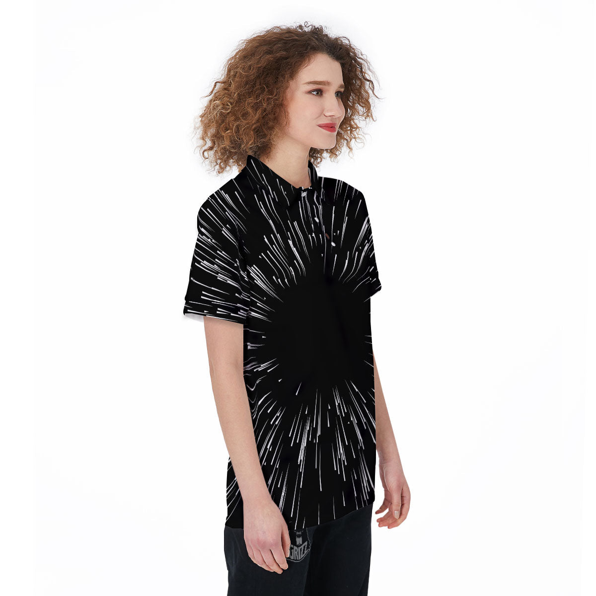 Hyperspace White And Black Print Women's Golf Shirts-grizzshop