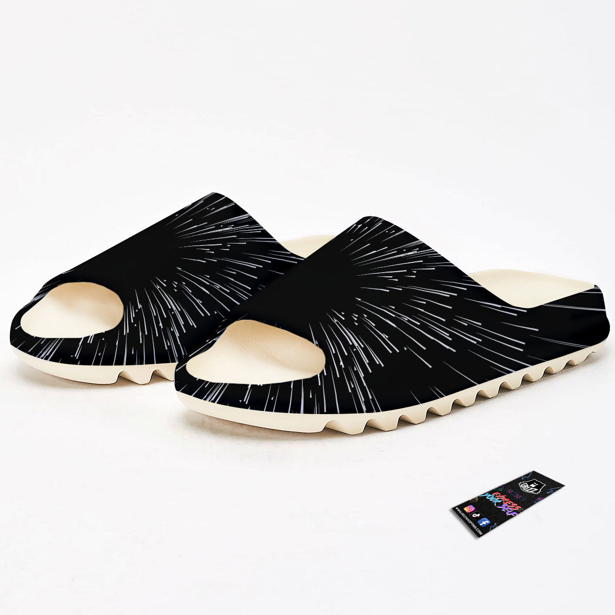 Hyperspace White And Black Print Sandals-grizzshop