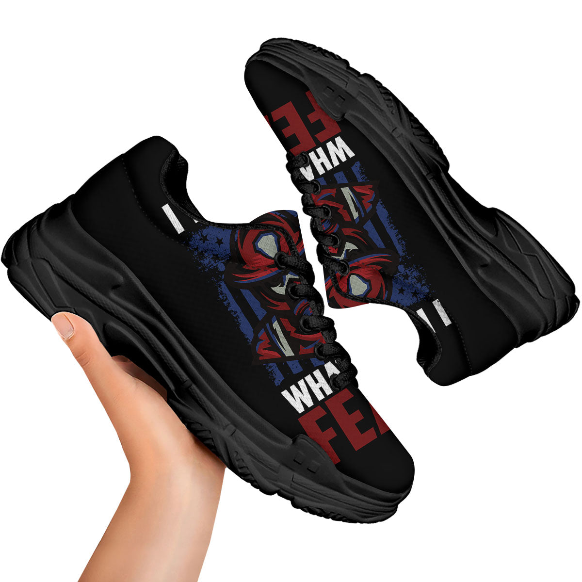 I Fight What You Fear Firefighter Print Black Chunky Shoes-grizzshop